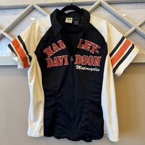 Womens Harley-Davidson Motorcycle Zip Up Shirt Sleeve Shirt Size 1W Very Nice